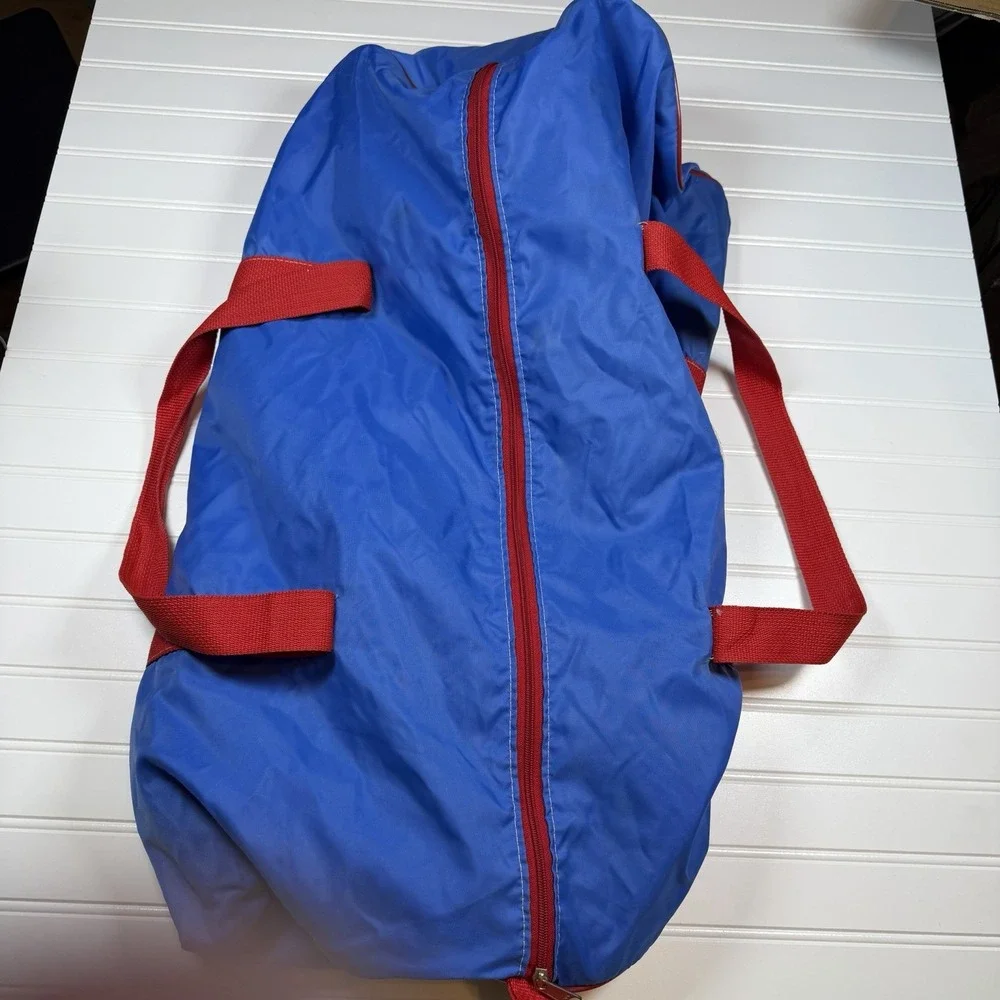 Vintage Little League Baseball‎ Crest Sponsor Duffle Bag Blue And Red
